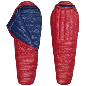 Red PUFFER Light Sleeping Bag Opened and Closed Views
