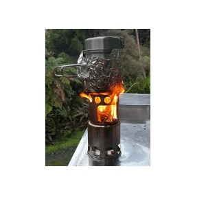 Vuno Wood Burning stove set 8 Piece set in action