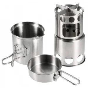 Wood Burning Camping Stove Set 650 grams – Uses Natures Fuel to Cook