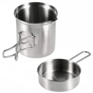 Lightweight Pot and Pan Set 445g – Stainless Steel with Carry Bag