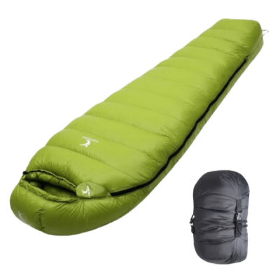 0 Degree Down Sleeping Bag Green with bag