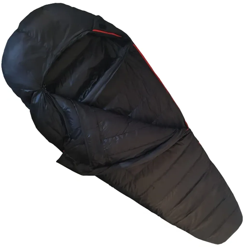 alternative angle view of black vuno downex sleeping bag