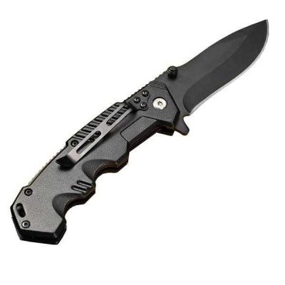 Black Folding Pocket Knife with Belt Clip