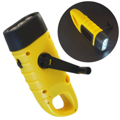dynamo torch with solar charging and carabiner clip