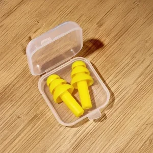 ear plug container with two ear plugs inside