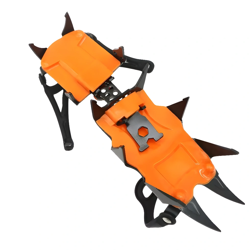 top view of orange crampon