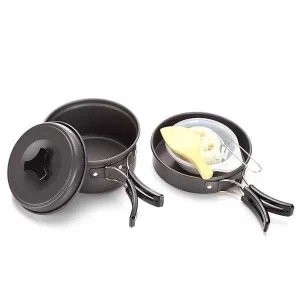 8 piece hiking cooking set pots exploded view