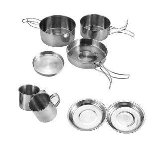 Backpacking Cooking Set with coffee mug 8 piece set complete show