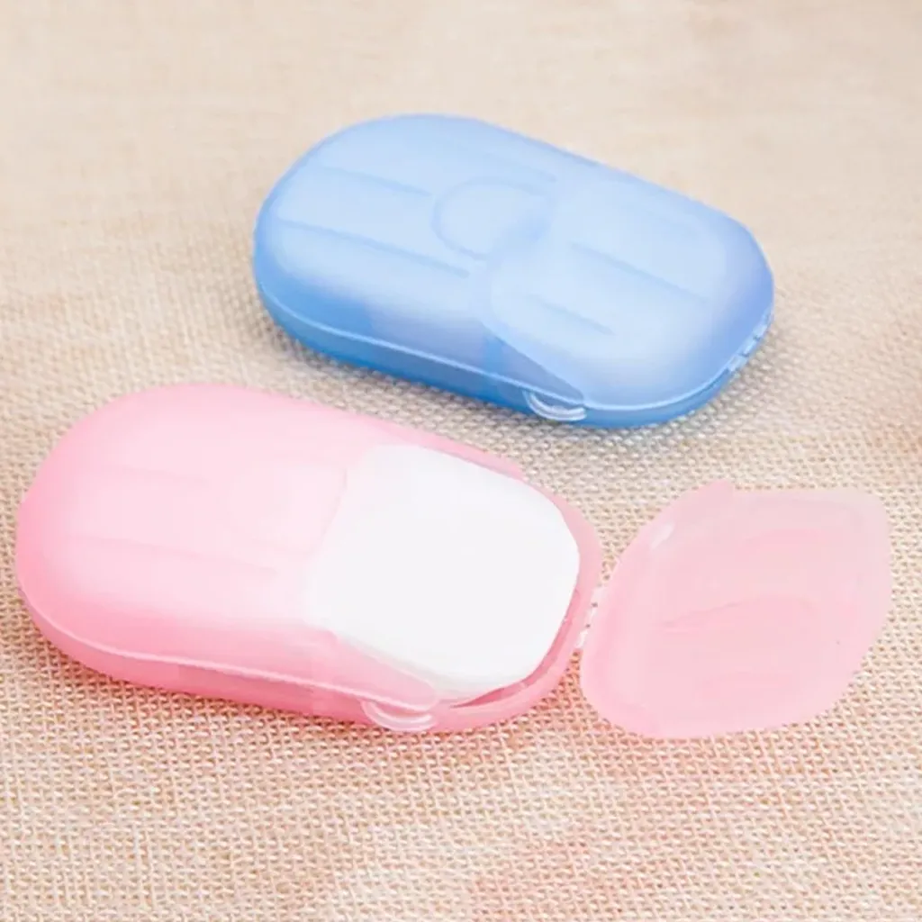 blue and pink packs of dry soap flakes