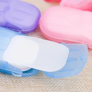 image showing pink blue and purple packs of soap flakes