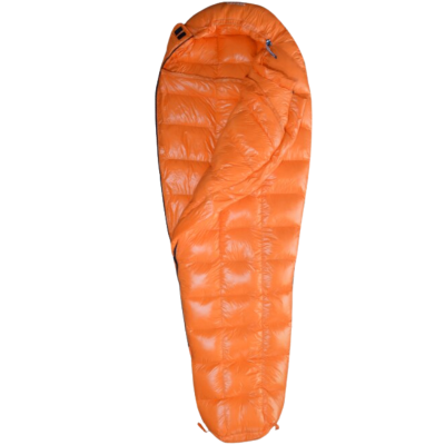 orange puffy goose sleeping bag