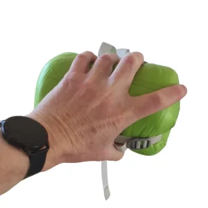 ultra compact sleeping bag packed in hand