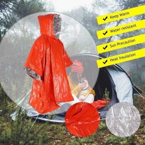Emergency raincoat poncho features