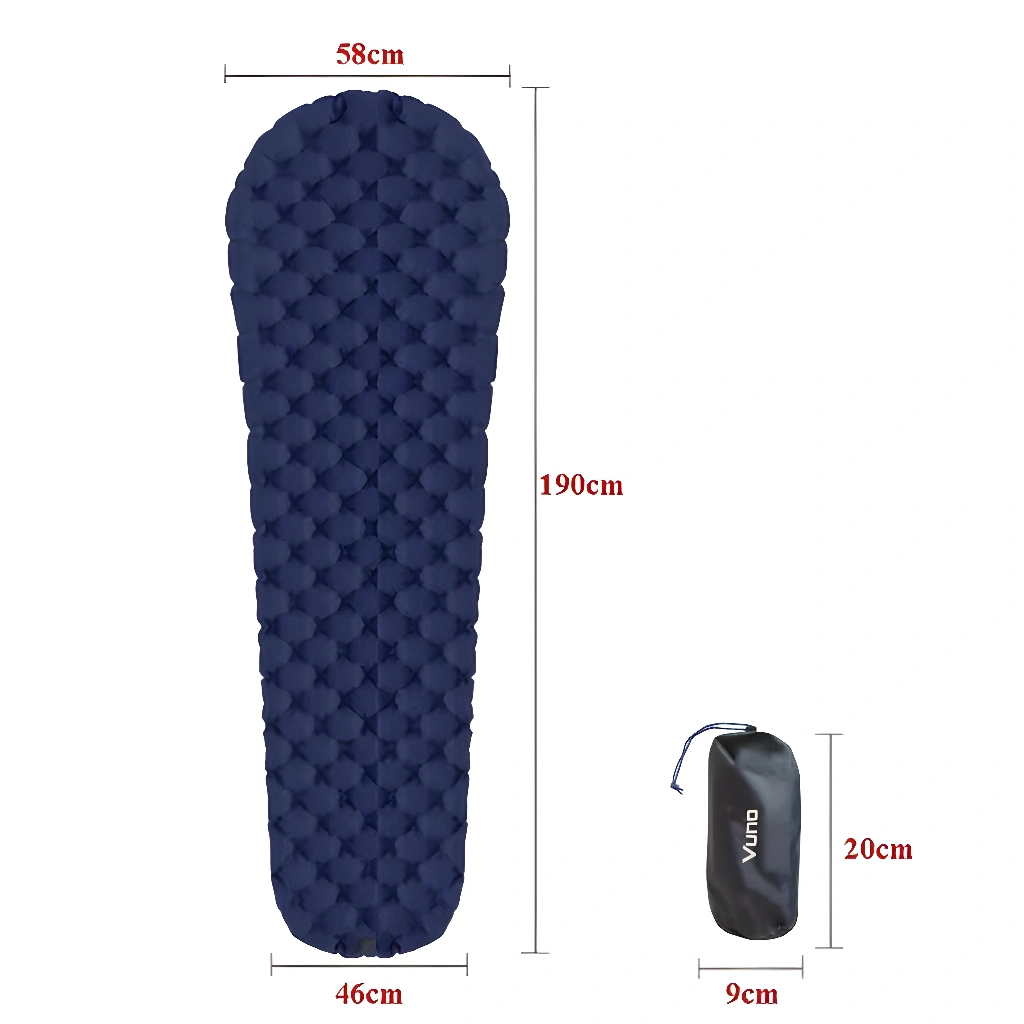 vuno navy blue rapid pack tramping mattress dimensions