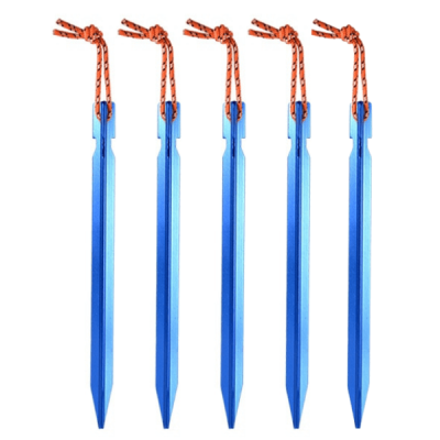 Aluminum tent pegs stakes blue