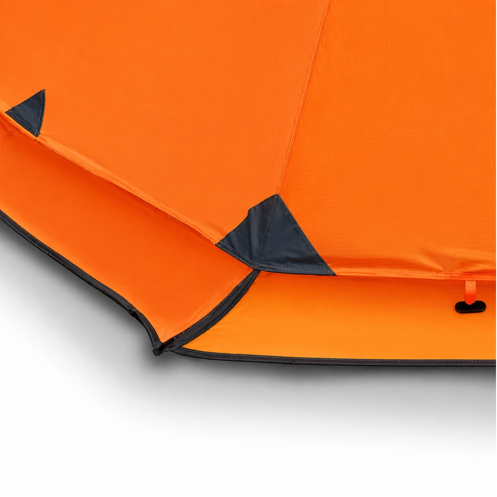 closer up of snow skirt on 4 season tent