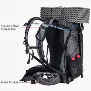 Shoulder strap and waist pockets