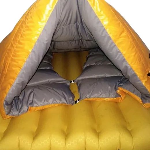view of inside of down hiking quilt