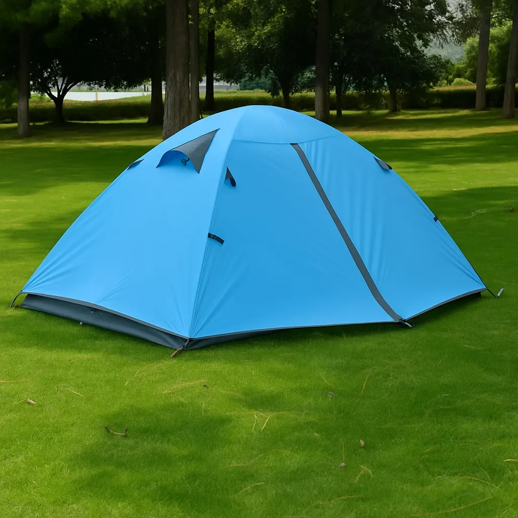 Blue DFtents tent set up on grass DF1800B