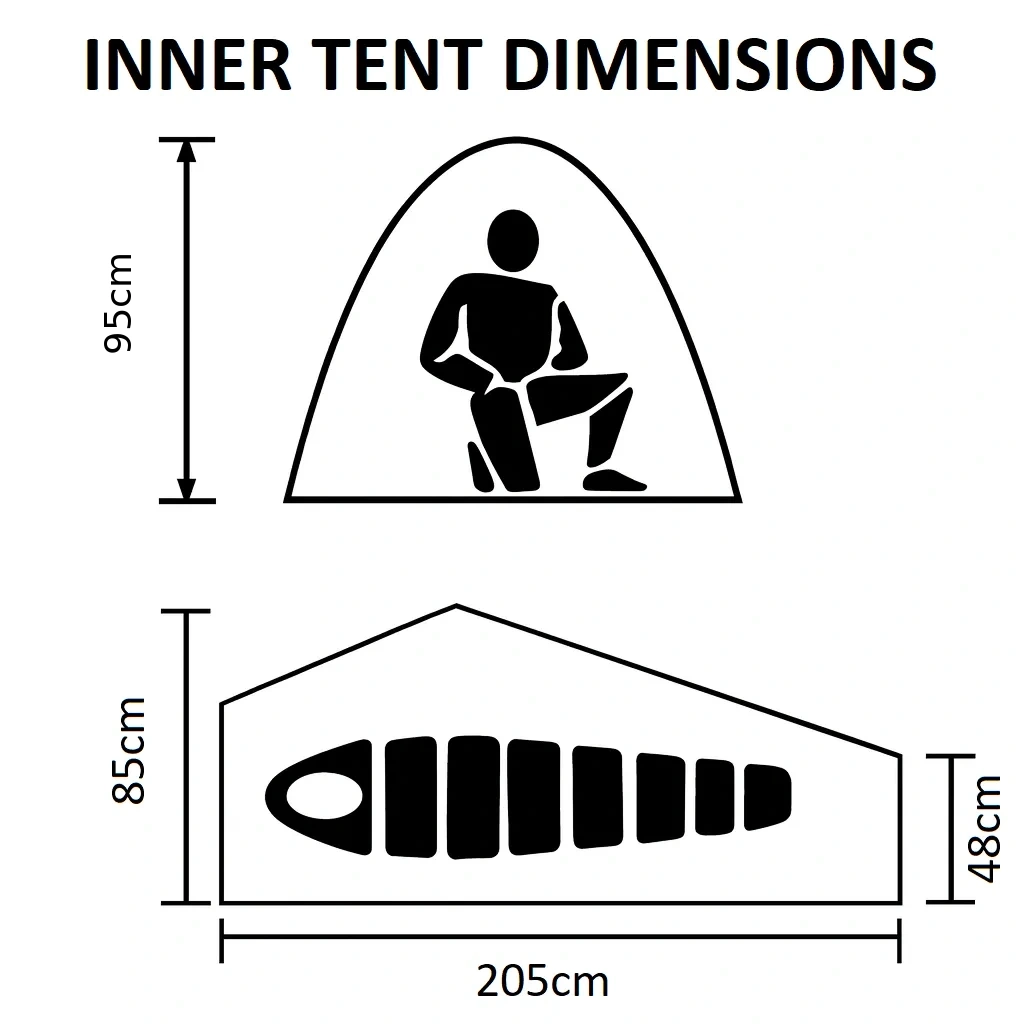 Vuno ultralight hiking tent VUP1-2007 dimensions