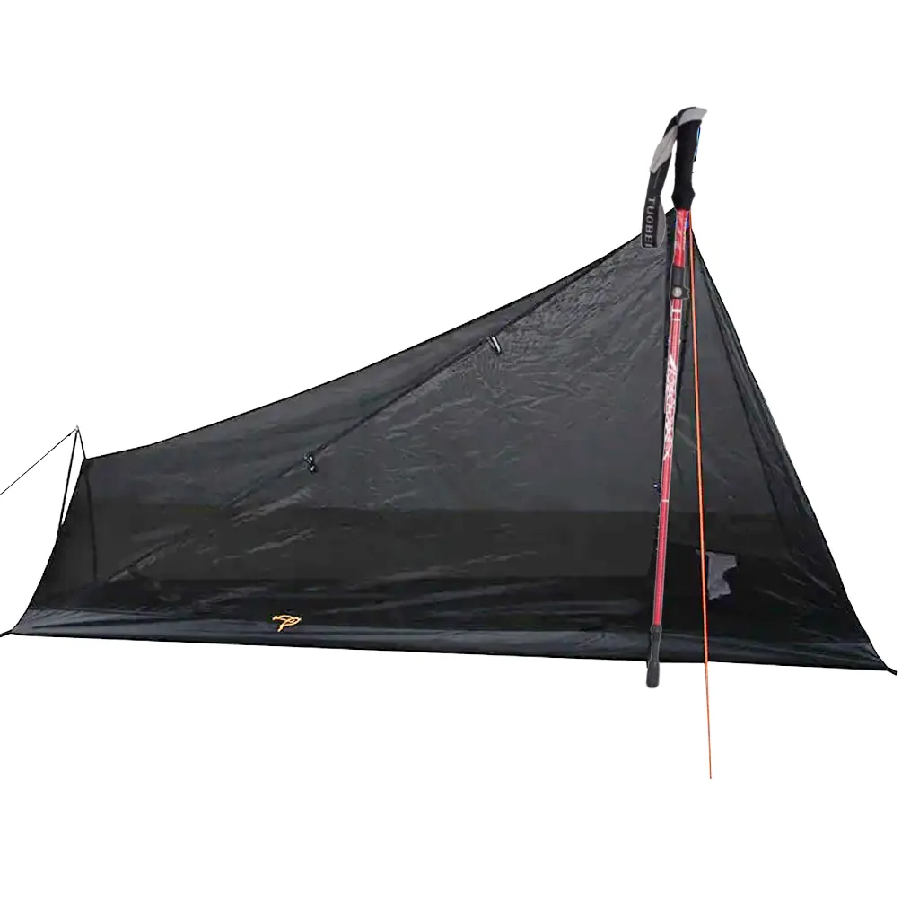 inner tent with red hiking pole