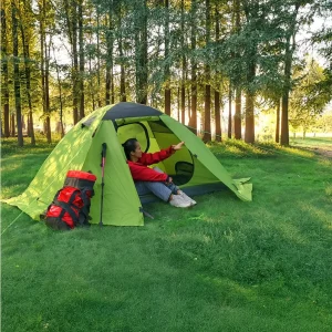 4 season tent with person inside