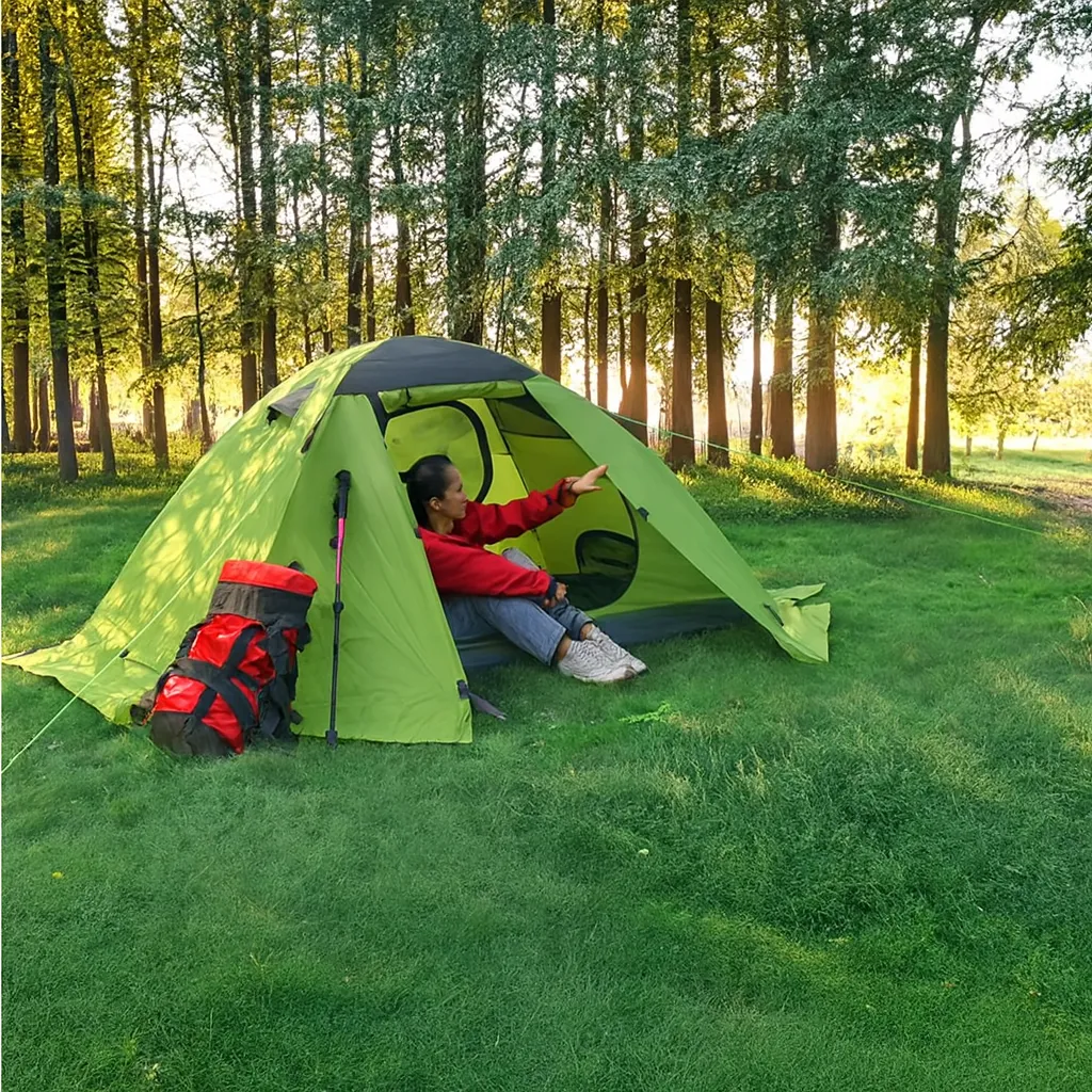 4 season tent with person inside