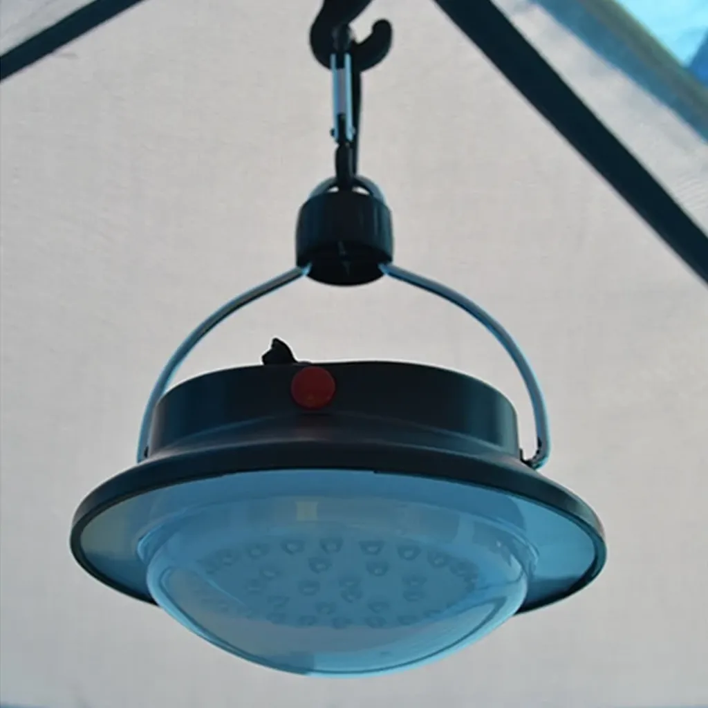 lantern hanging from tent lantern holder