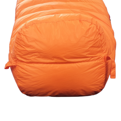 boxed foot area of orange downex 800 sleeping bag