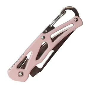 pink pocket knife with carabiner clip