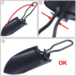 how to fold the folding spade handle in and out