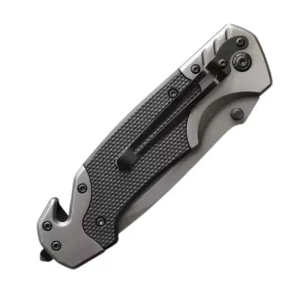 Grey-Folding-Pocket-Knife-with-Black-Handle-and-Belt-Clip-Main-Product-Image