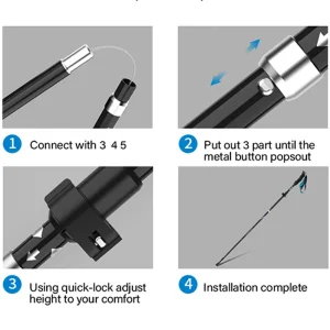 How to assemble the black trekking pole for tall people