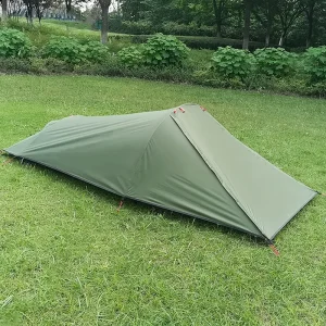 Vuno MC1PT-AG 1 Person army green tramping tent angled view