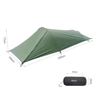 Vuno MC1PT-AG tent and storage bag dimensions