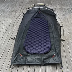lightweight tent with blue mattress inside