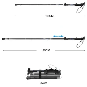 long hiking pole adjust from 115 cm to 135 cm