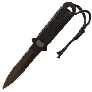 Knife with black paracord handle