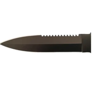 double edged tactical knife blade with saw and knife edge