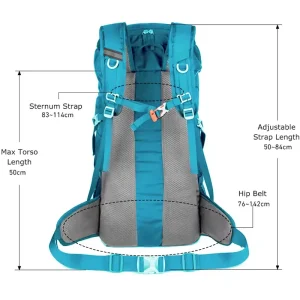 strap dimensions of the 60l vuno lightweight packs