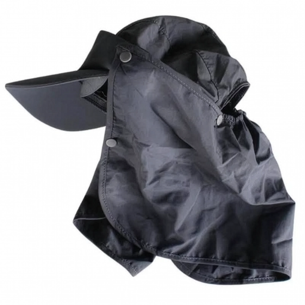 Grey Cap with Neck Flap Ear Flap and Face Cover