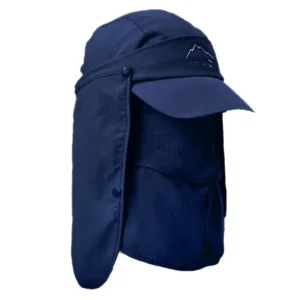 Navy Blue Sun Protection Cap with Neck Flap - UV Protection Hat with Breathable Face Cover