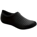 Single black aqua shoe with a lightweight slip-on design and textured flexible upper