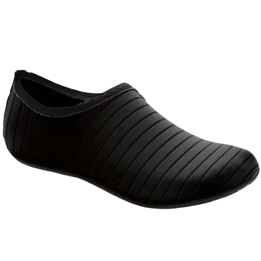 Single black aqua shoe with a lightweight slip-on design and textured flexible upper