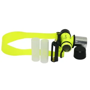 Yellow Waterproof LED Headlamp with Battery Compartment Opened