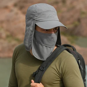 grey legionnaires hat on model