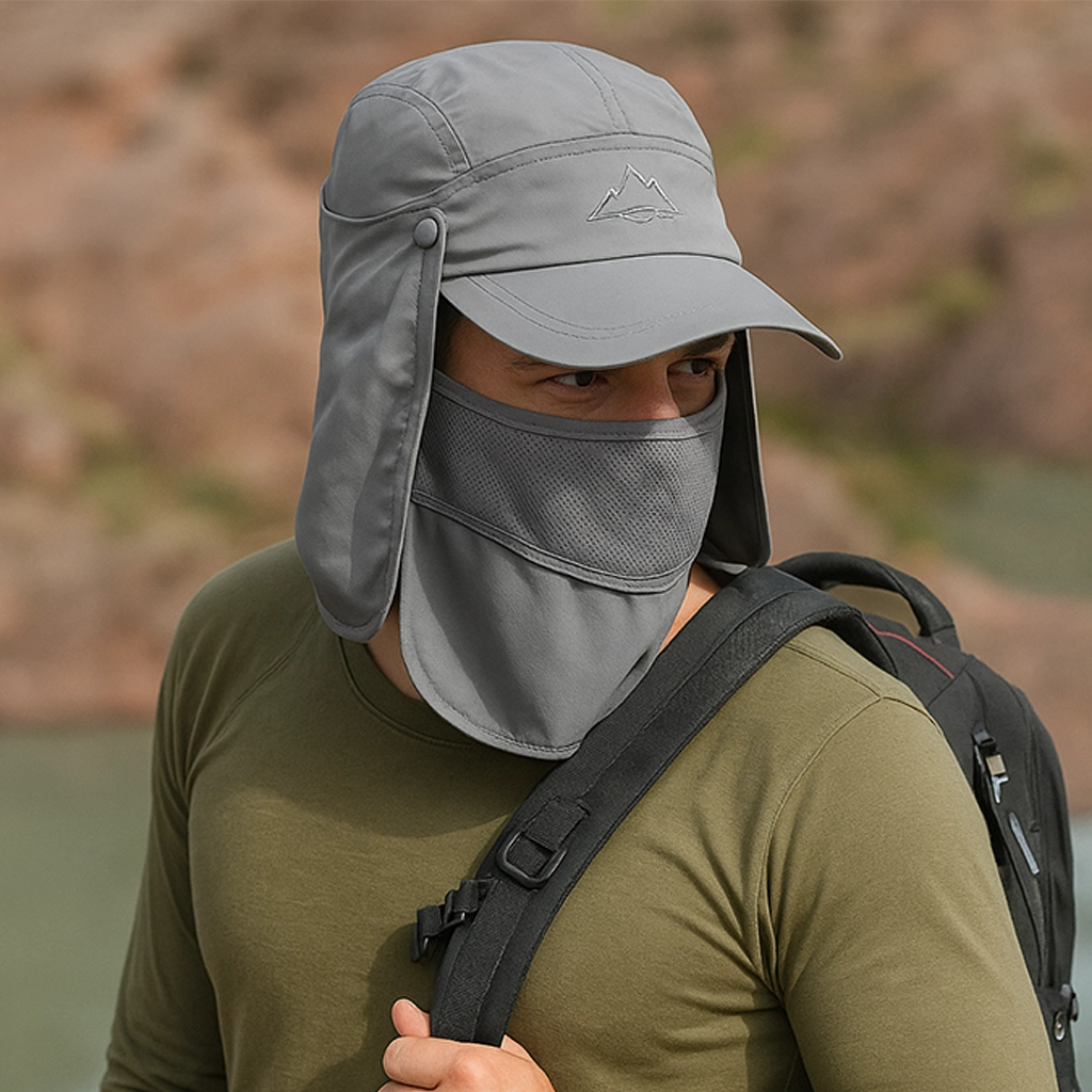 grey legionnaires hat on model