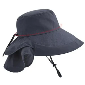navy blue hat with neck flap