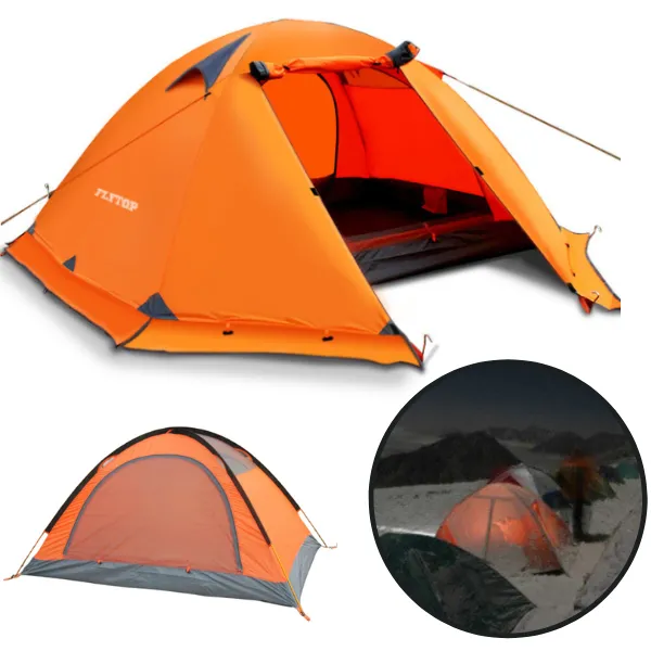 Orange 4 Season 3 Person Tent for Winter Camping with Snow Skirt 3.2 KG