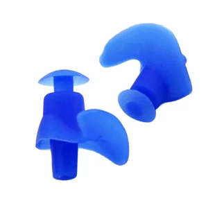 pair of blue silicon ear plugs image showing multiple angles